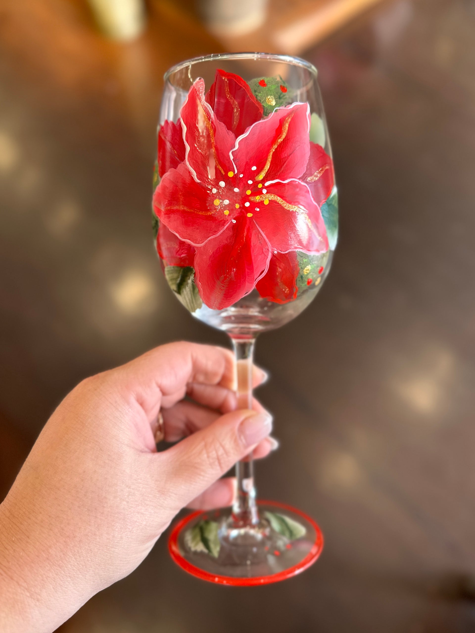 Poinsettia Wine Glass - White Wine  The Island Shop